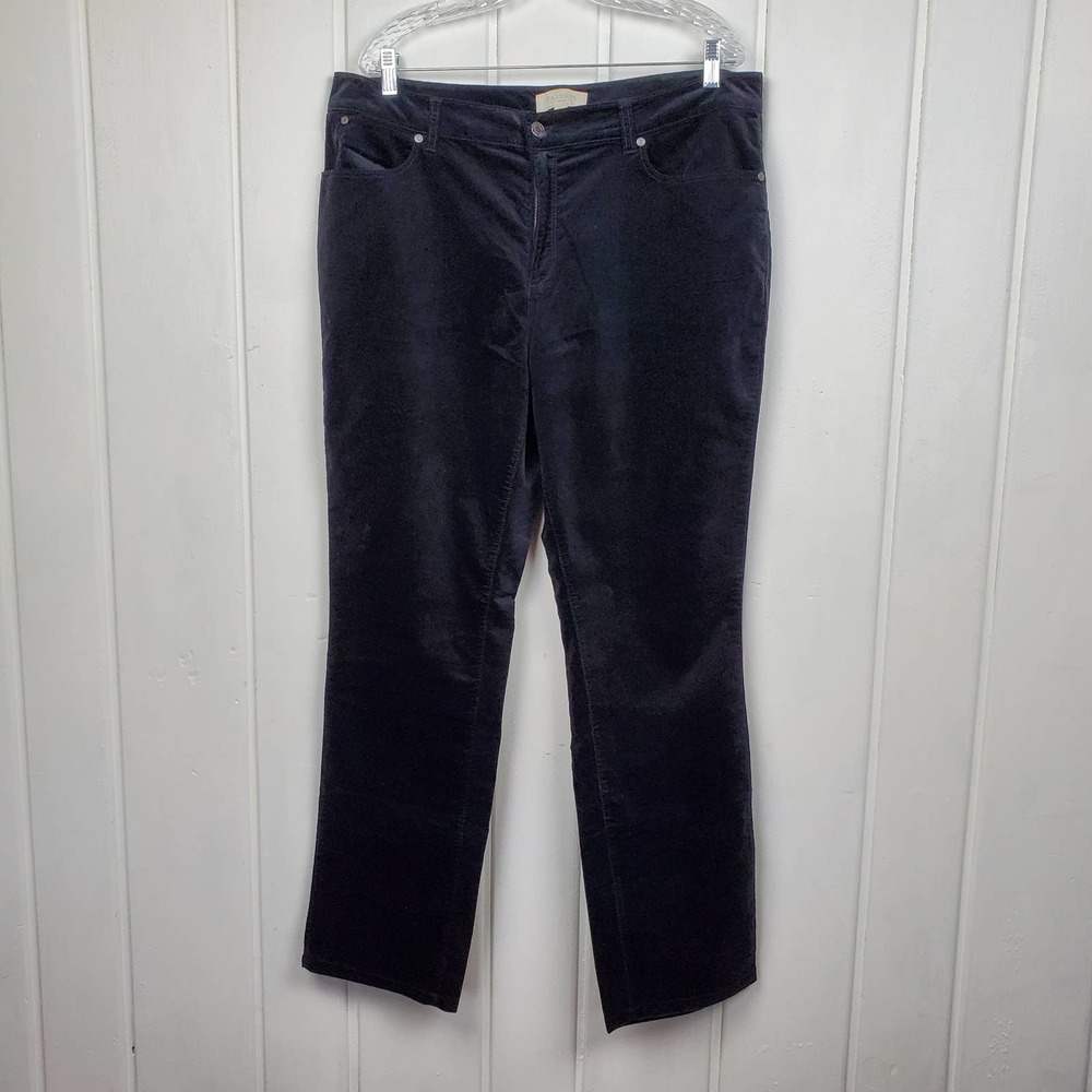 Talbots Woman Plus 16W Black Velvet High Rise Business Casual Straight Leg Pants